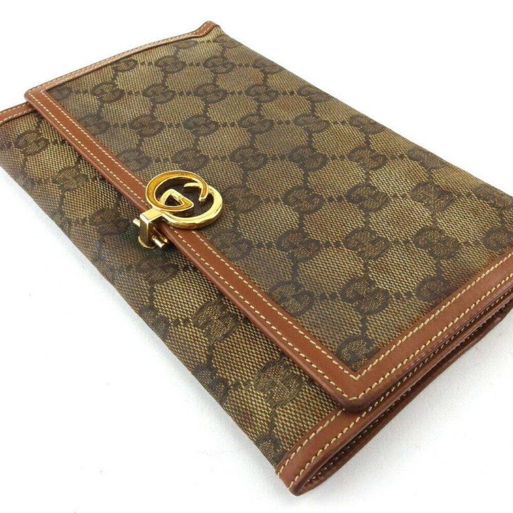 Auth GUCCI long wallet GG canvas beige canvas x leather - Picture 2 of 10